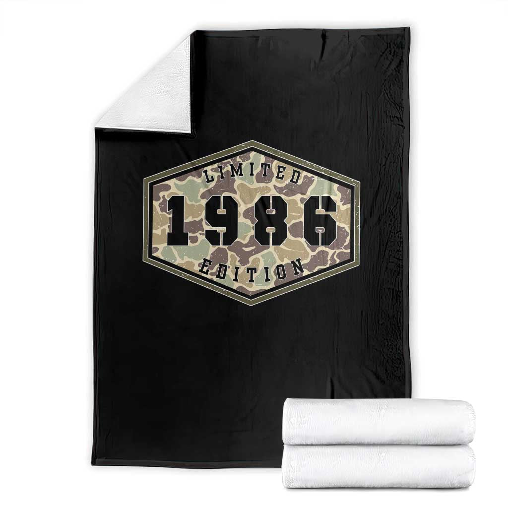 40th Birthday Hunting Throw Blanket 1986 Limited Edition Vintage Camouflage Gifts For Turning 40 TS11 Black Print Your Wear