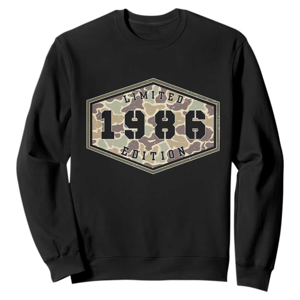 40th Birthday Hunting Sweatshirt 1986 Limited Edition Vintage Camouflage Gifts For Turning 40 TS11 Black Print Your Wear