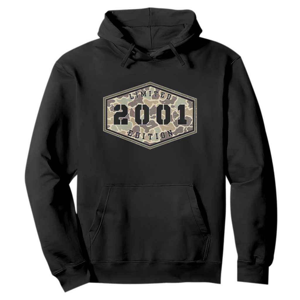 25th Birthday Hunting Hoodie 2001 Limited Edition Vintage Camouflage Gifts For Turning 25 TS11 Black Print Your Wear