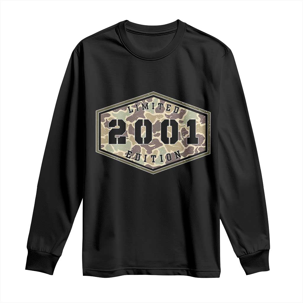 25th Birthday Hunting Long Sleeve Shirt 2001 Limited Edition Vintage Camouflage Gifts For Turning 25 TS11 Black Print Your Wear