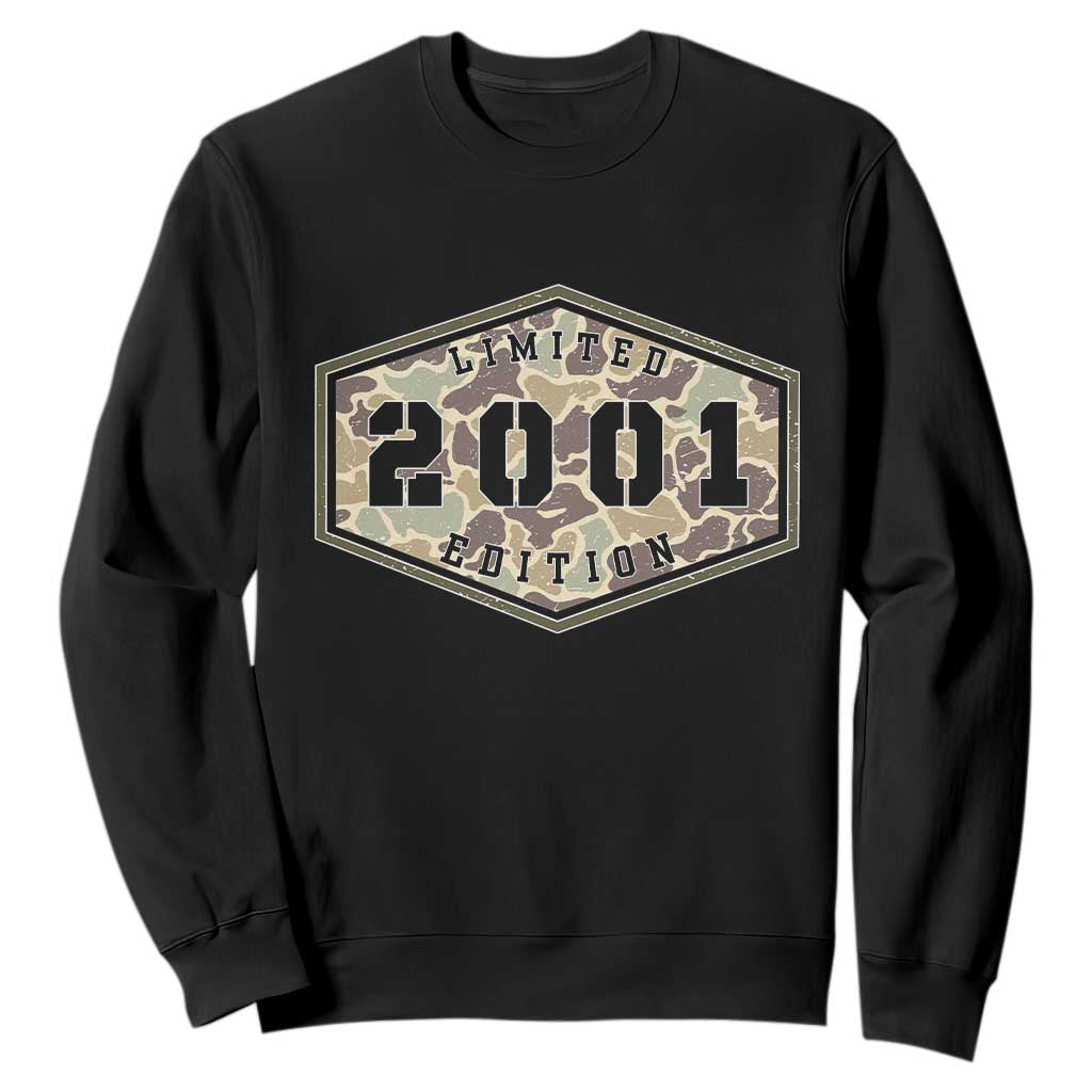 25th Birthday Hunting Sweatshirt 2001 Limited Edition Vintage Camouflage Gifts For Turning 25 TS11 Black Print Your Wear