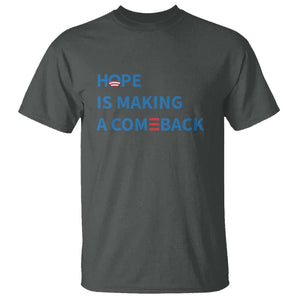 Harris Walz Supporter T Shirt Hope Is Making A Comeback American Flag TS11 Dark Heather Print Your Wear