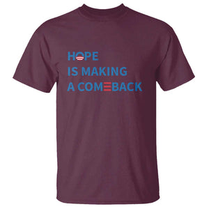 Harris Walz Supporter T Shirt Hope Is Making A Comeback American Flag TS11 Maroon Print Your Wear