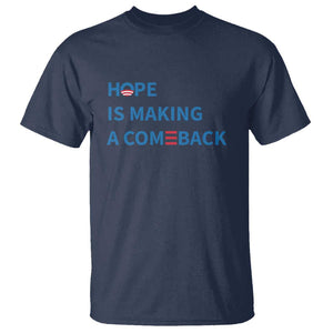 Harris Walz Supporter T Shirt Hope Is Making A Comeback American Flag TS11 Navy Print Your Wear