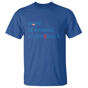 Harris Walz Supporter T Shirt Hope Is Making A Comeback American Flag TS11 Royal Blue Print Your Wear