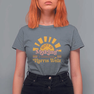 Harris Walz 2024 T Shirt For Women Hope Is Making A Comeback Retro Sunshine TS11 Charcoal Print Your Wear