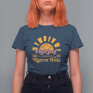 Harris Walz 2024 T Shirt For Women Hope Is Making A Comeback Retro Sunshine TS11 Navy Print Your Wear