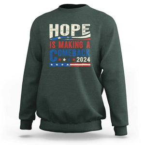 Harris Walz Supporter Sweatshirt Hope Is Making A Comeback 2024 American Flag Star TS11 Dark Forest Green Print Your Wear