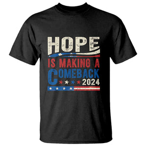 Harris Walz Supporter T Shirt Hope Is Making A Comeback 2024 American Flag Star TS11 Black Print Your Wear