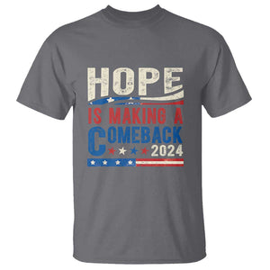 Harris Walz Supporter T Shirt Hope Is Making A Comeback 2024 American Flag Star TS11 Charcoal Print Your Wear