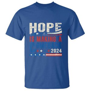 Harris Walz Supporter T Shirt Hope Is Making A Comeback 2024 American Flag Star TS11 Royal Blue Print Your Wear