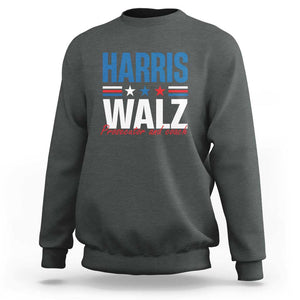 Harris Walz Supporter Sweatshirt Prosecutor And Coach Star US Elections 2024 TS11 Dark Heather Print Your Wear