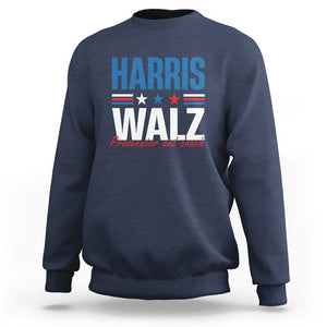 Harris Walz Supporter Sweatshirt Prosecutor And Coach Star US Elections 2024 TS11 Navy Print Your Wear