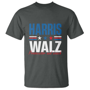 Harris Walz Supporter T Shirt Prosecutor And Coach Star US Elections 2024 TS11 Dark Heather Print Your Wear