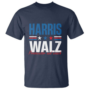 Harris Walz Supporter T Shirt Prosecutor And Coach Star US Elections 2024 TS11 Navy Print Your Wear