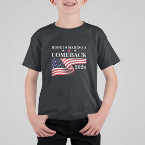 Harris Walz Supporter T Shirt For Kid Hope Is Making A Comeback 2024 American Flag Star TS11 Black Print Your Wear