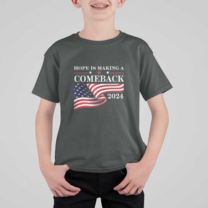 Harris Walz Supporter T Shirt For Kid Hope Is Making A Comeback 2024 American Flag Star TS11 Dark Heather Print Your Wear