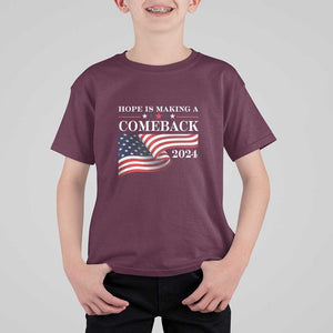 Harris Walz Supporter T Shirt For Kid Hope Is Making A Comeback 2024 American Flag Star TS11 Maroon Print Your Wear