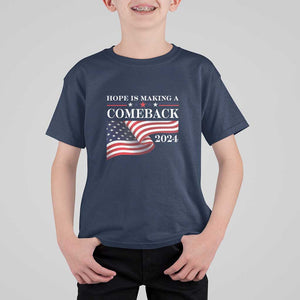 Harris Walz Supporter T Shirt For Kid Hope Is Making A Comeback 2024 American Flag Star TS11 Navy Print Your Wear