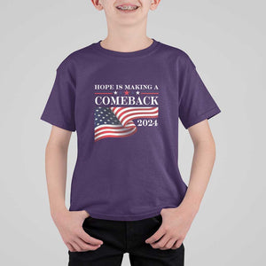 Harris Walz Supporter T Shirt For Kid Hope Is Making A Comeback 2024 American Flag Star TS11 Purple Print Your Wear