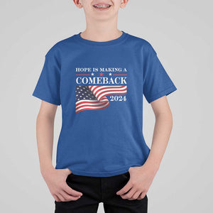 Harris Walz Supporter T Shirt For Kid Hope Is Making A Comeback 2024 American Flag Star TS11 Royal Blue Print Your Wear