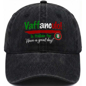 Funny Italian Saying Washed Cotton Baseball Cap Vaffanculo Is Have A Great Day TS11 Print Your Wear