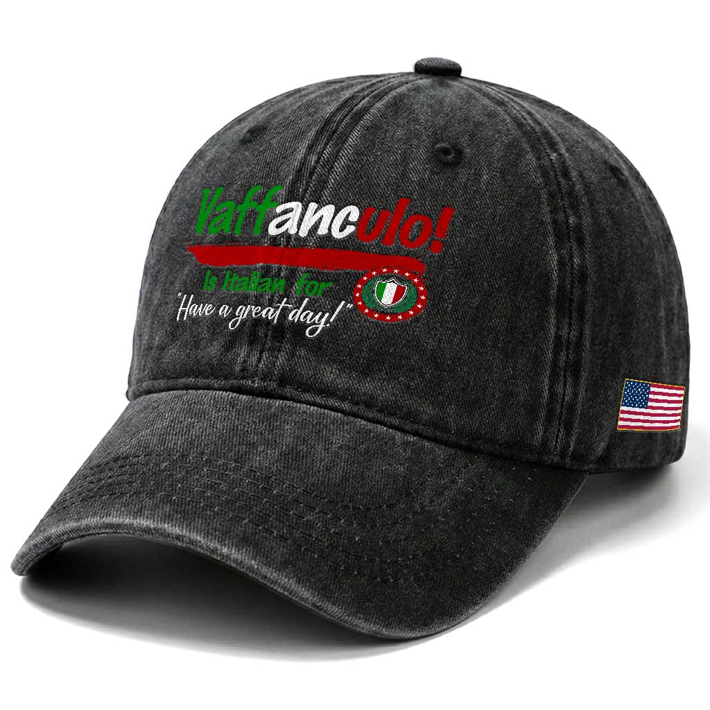 Funny Italian Saying Washed Cotton Baseball Cap Vaffanculo Is Have A Great Day TS11 Print Your Wear
