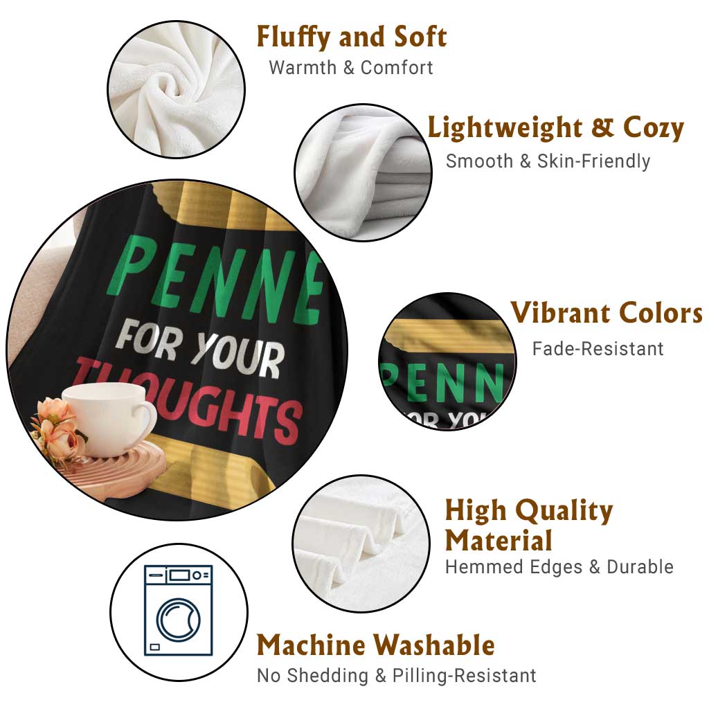 Italia Penne For Your Thoughts Throw Blanket Funny Italian Food