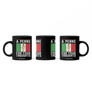 Funny Italian Pasta Pun Coffee Mug A Penne For Your Thoughts Italy Flag