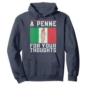 Funny Italian Pasta Pun Hoodie A Penne For Your Thoughts Italy Flag