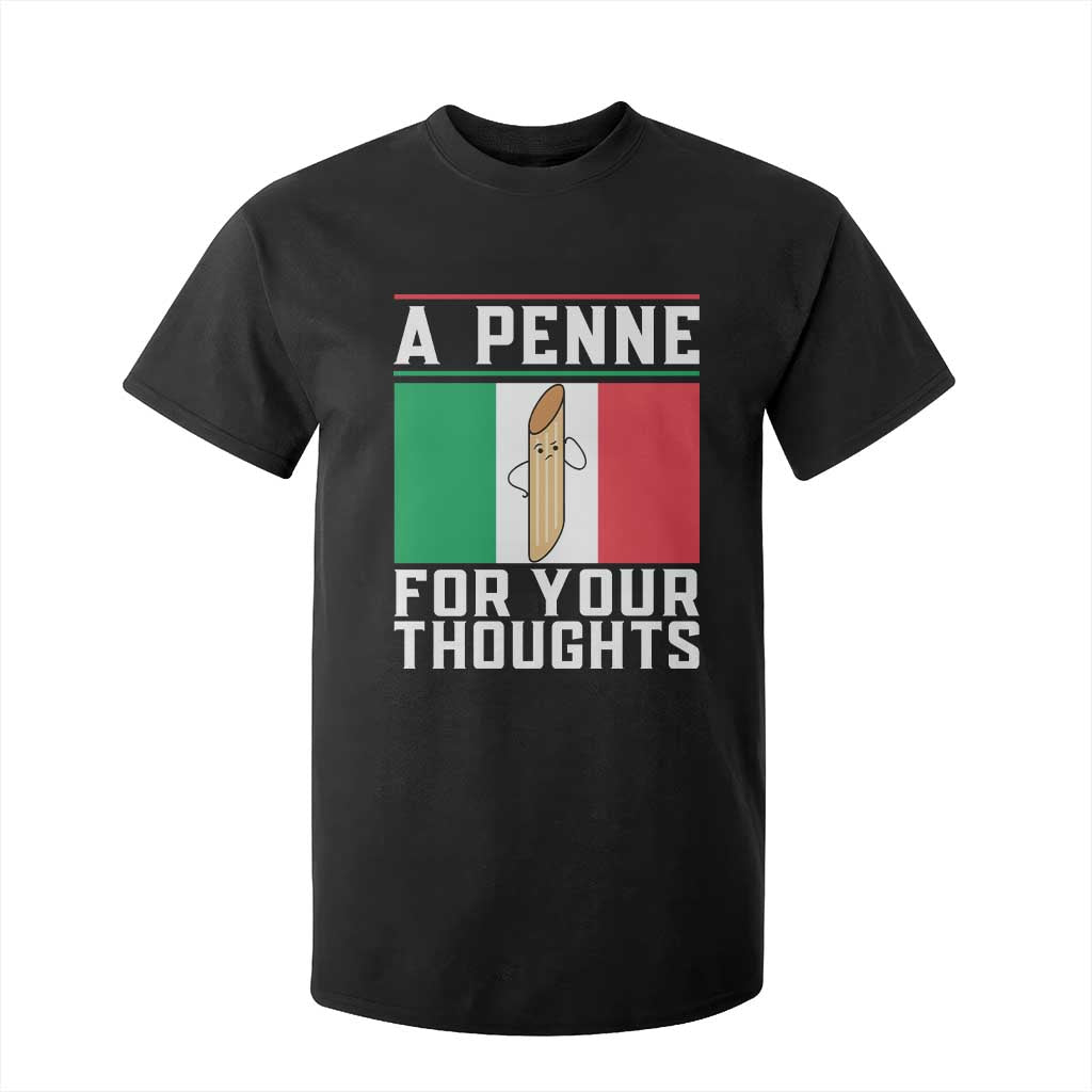 Funny Italian Pasta Pun T Shirt For Kid A Penne For Your Thoughts Italy Flag