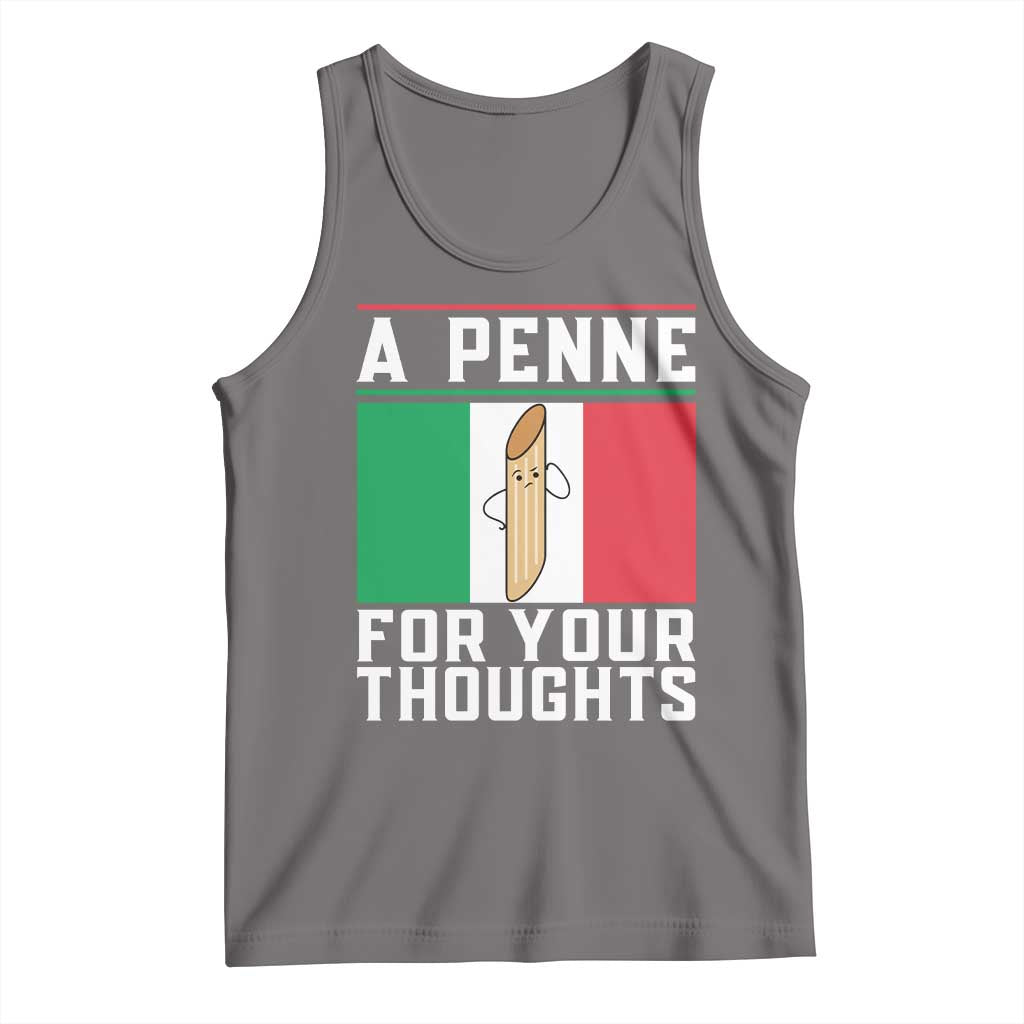 Funny Italian Pasta Pun Tank Top A Penne For Your Thoughts Italy Flag