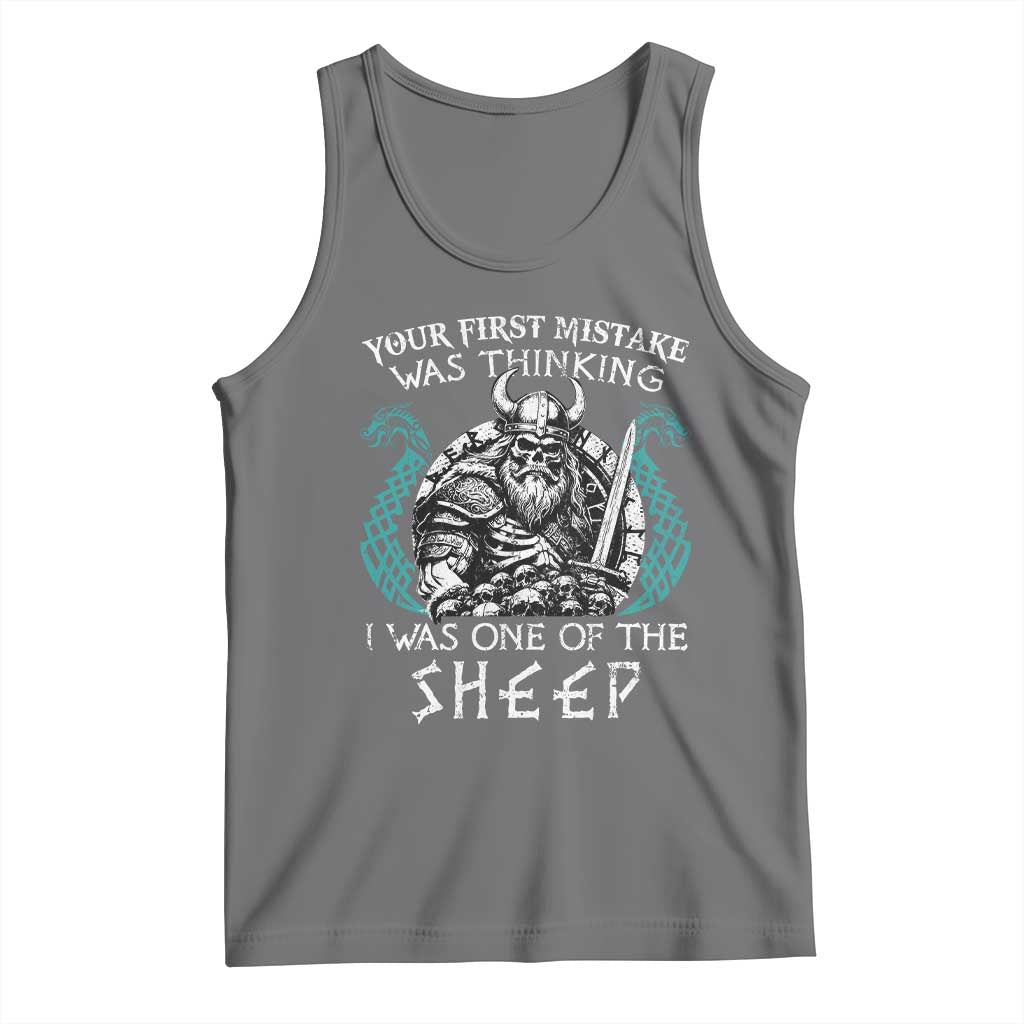 Viking Your First Mistake Was Thinking I Was One Of The Sheep Tank Top Viking Warrior TS11 Black Heather Print Your Wear