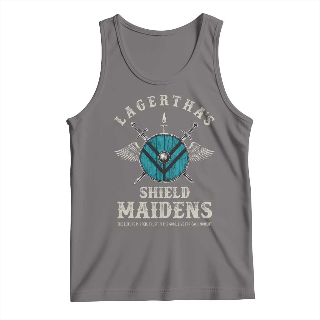Lagertha's Shield Maidens Tank Top The Future Is Open Trust In The Gods Viking Warrior TS11 Deep Heather Print Your Wear