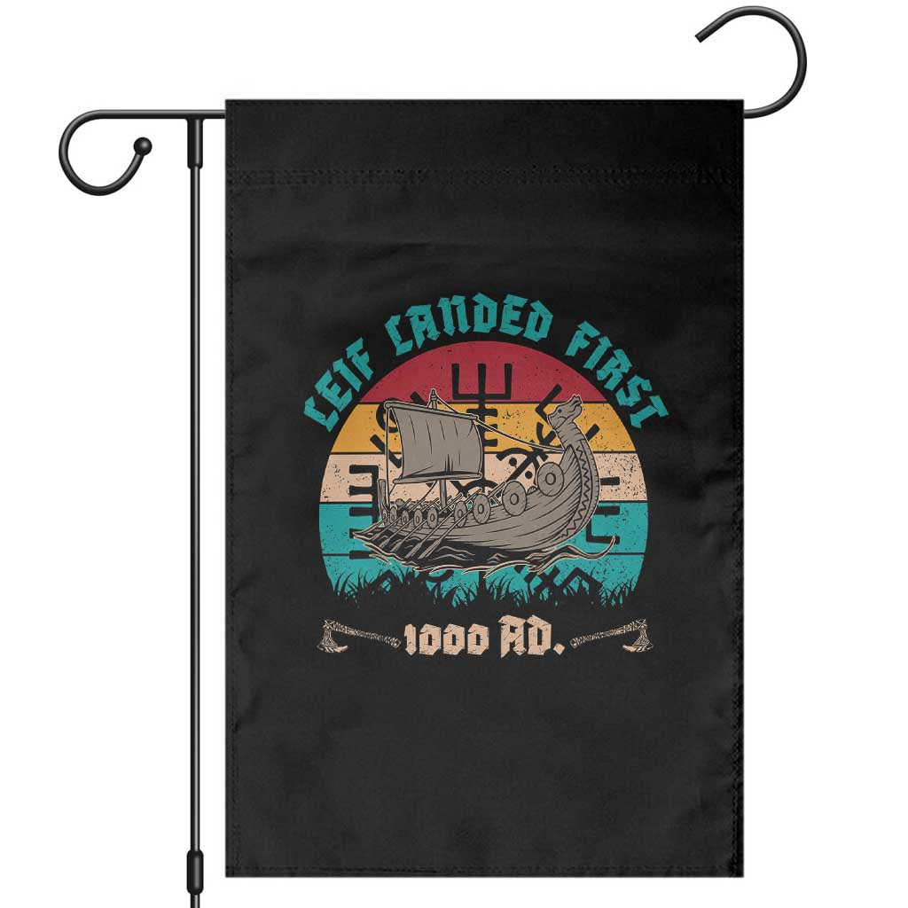 Leif Landed First Garden Flag 1000 AD Medieval Norse History Viking Longship