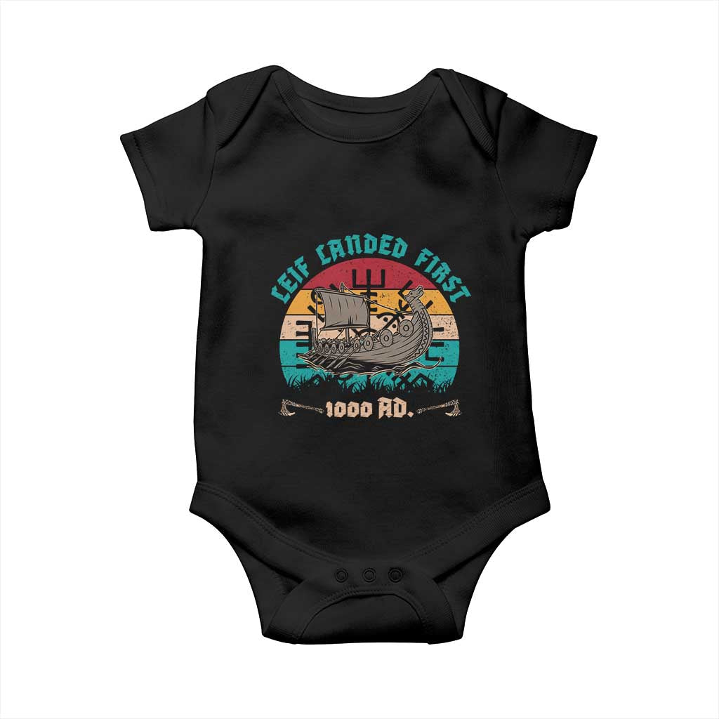 Leif Landed First Baby Onesie 1000 AD Medieval Norse History Viking Longship
