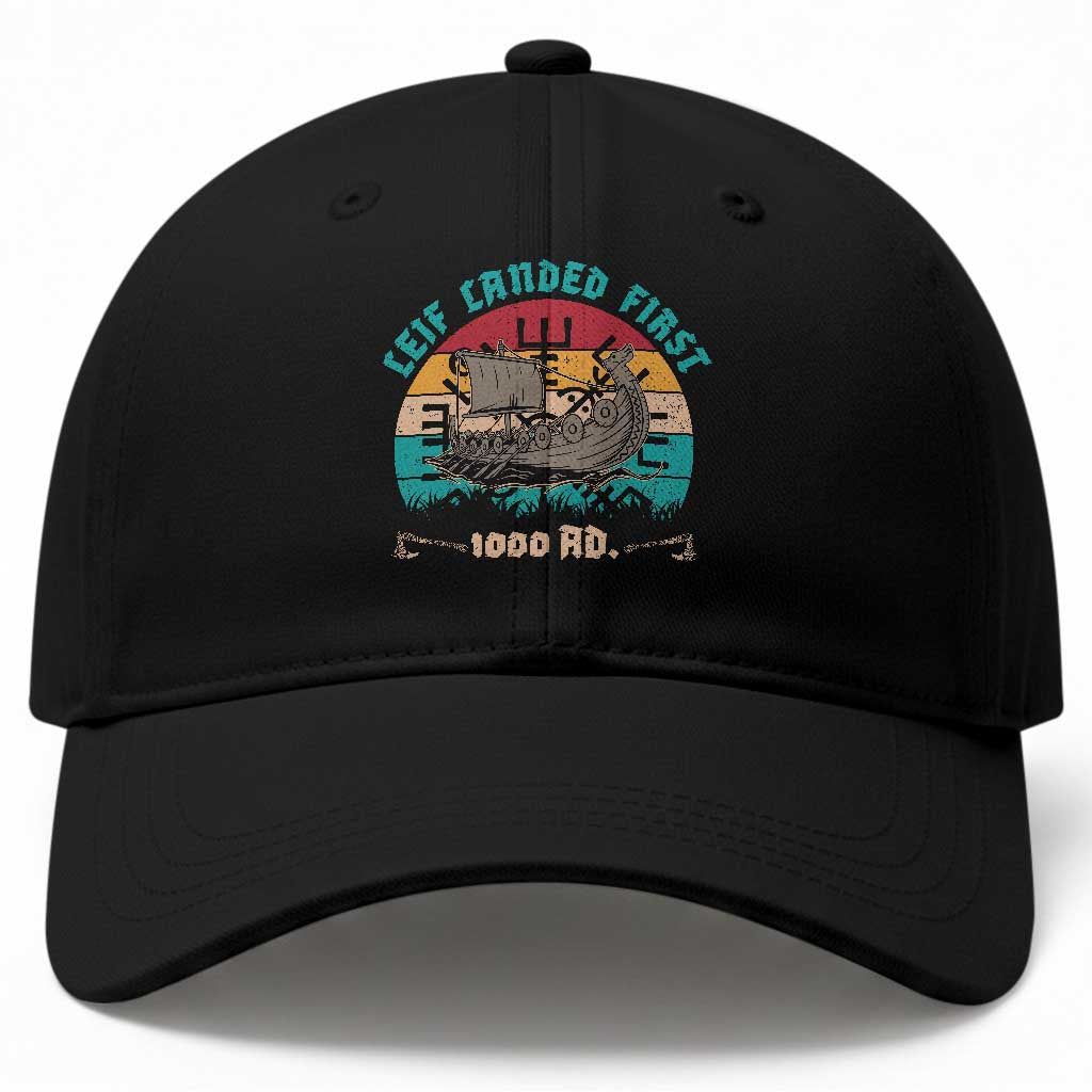 Leif Landed First Baseball Cap 1000 AD Medieval Norse History Viking Longship