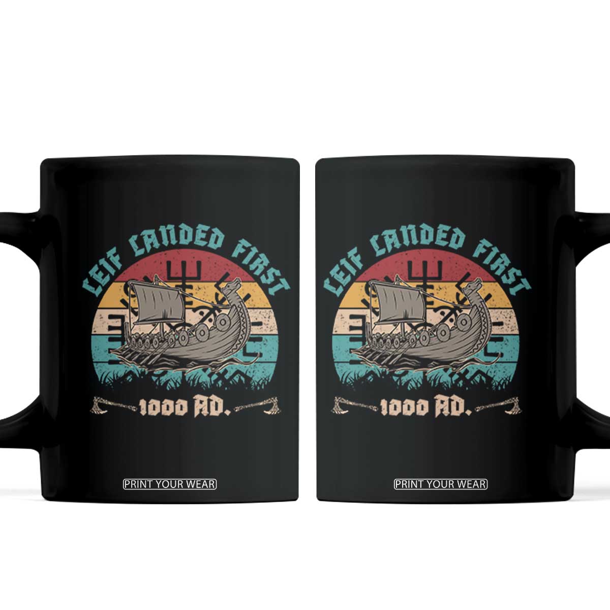 Leif Landed First Coffee Mug 1000 AD Medieval Norse History Viking Longship