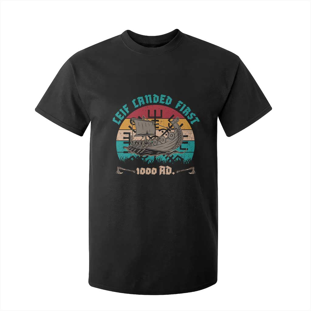 Leif Landed First T Shirt For Kid 1000 AD Medieval Norse History Viking Longship