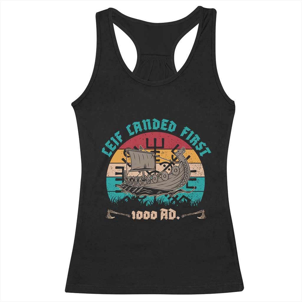 Leif Landed First Racerback Tank Top 1000 AD Medieval Norse History Viking Longship