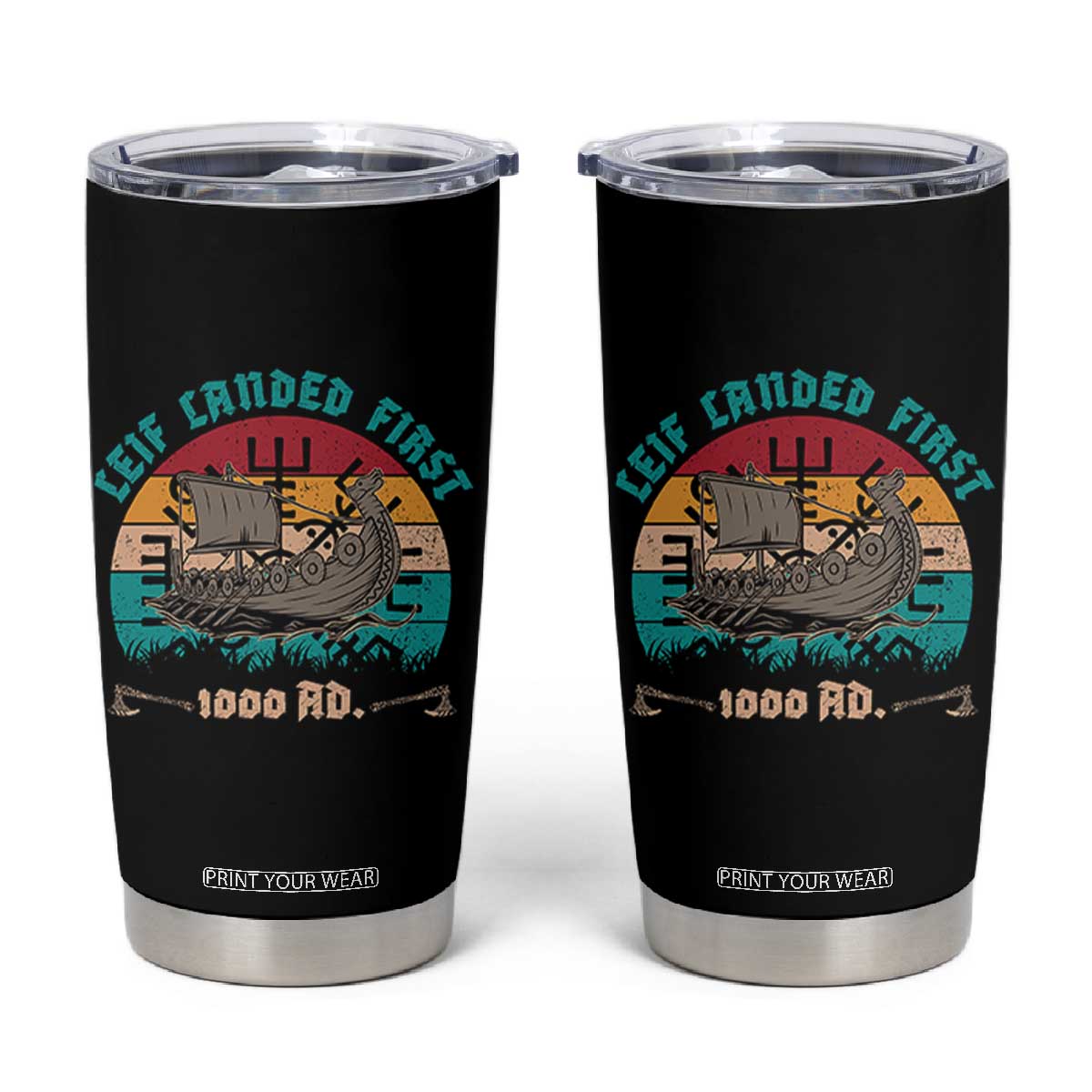 Leif Landed First Tumbler Cup 1000 AD Medieval Norse History Viking Longship