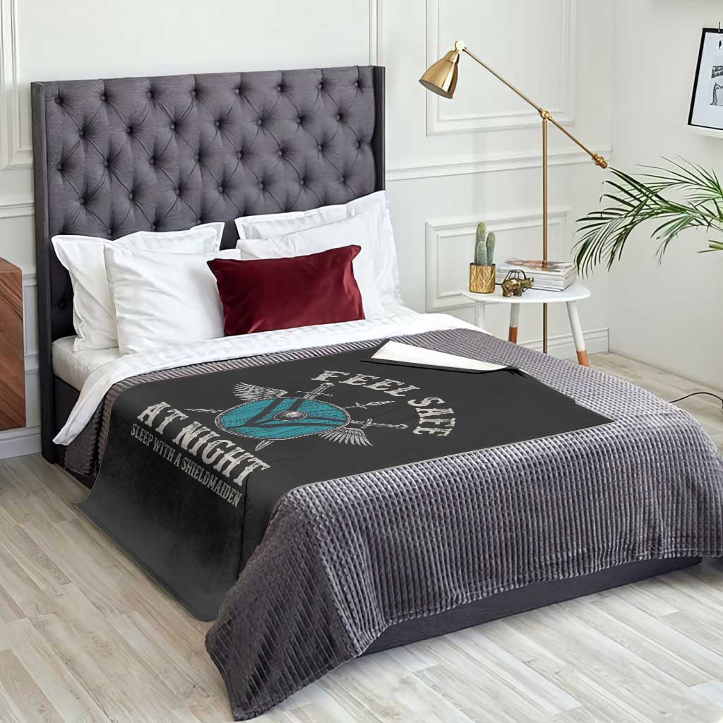 Funny Feel Safe At Night Sleep With A Shieldmaiden Throw Blanket Viking Pride TS11 Print Your Wear