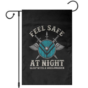 Funny Feel Safe At Night Sleep With A Shieldmaiden Garden Flag Viking Pride TS11 Black Print Your Wear