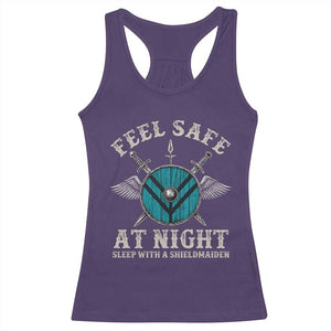 Funny Feel Safe At Night Sleep With A Shieldmaiden Racerback Tank Top Viking Pride TS11 Purple Print Your Wear