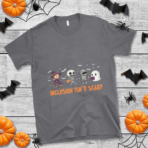 Halloween Teacher T Shirt Inclusion Isn't Scary Cute Skeleton Ghost Witch TS11 Charcoal Print Your Wear