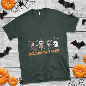 Halloween Teacher T Shirt Inclusion Isn't Scary Cute Skeleton Ghost Witch TS11 Dark Forest Green Print Your Wear