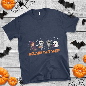 Halloween Teacher T Shirt Inclusion Isn't Scary Cute Skeleton Ghost Witch TS11 Navy Print Your Wear