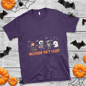 Halloween Teacher T Shirt Inclusion Isn't Scary Cute Skeleton Ghost Witch TS11 Purple Print Your Wear