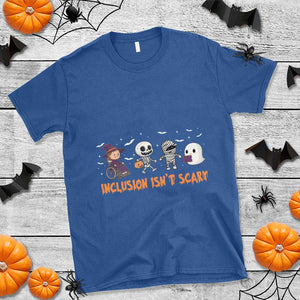 Halloween Teacher T Shirt Inclusion Isn't Scary Cute Skeleton Ghost Witch TS11 Royal Blue Print Your Wear