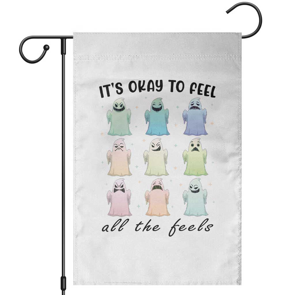 Halloween Mental Health Awareness Garden Flag It Is Okay To Feel All The Feels Ghost